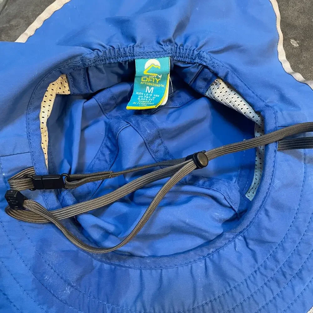 Sunday Afternoons Kids Play Hat Medium 2-5 Yrs Blue Sun Protection Neck Flap